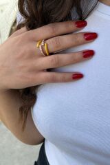 925 AYAR ROSE RENGİ SARI MİNELİ İTALYAN GÜMÜŞ YÜZÜK 20