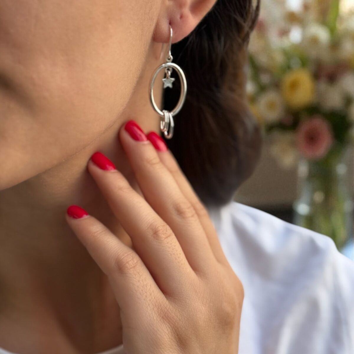 925 AYAR İTALYAN OVAL MODEL YILDIZ SALLANTILI KÜPE