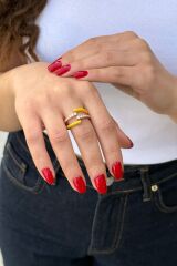 925 AYAR ROSE RENGİ SARI MİNELİ İTALYAN GÜMÜŞ YÜZÜK 19