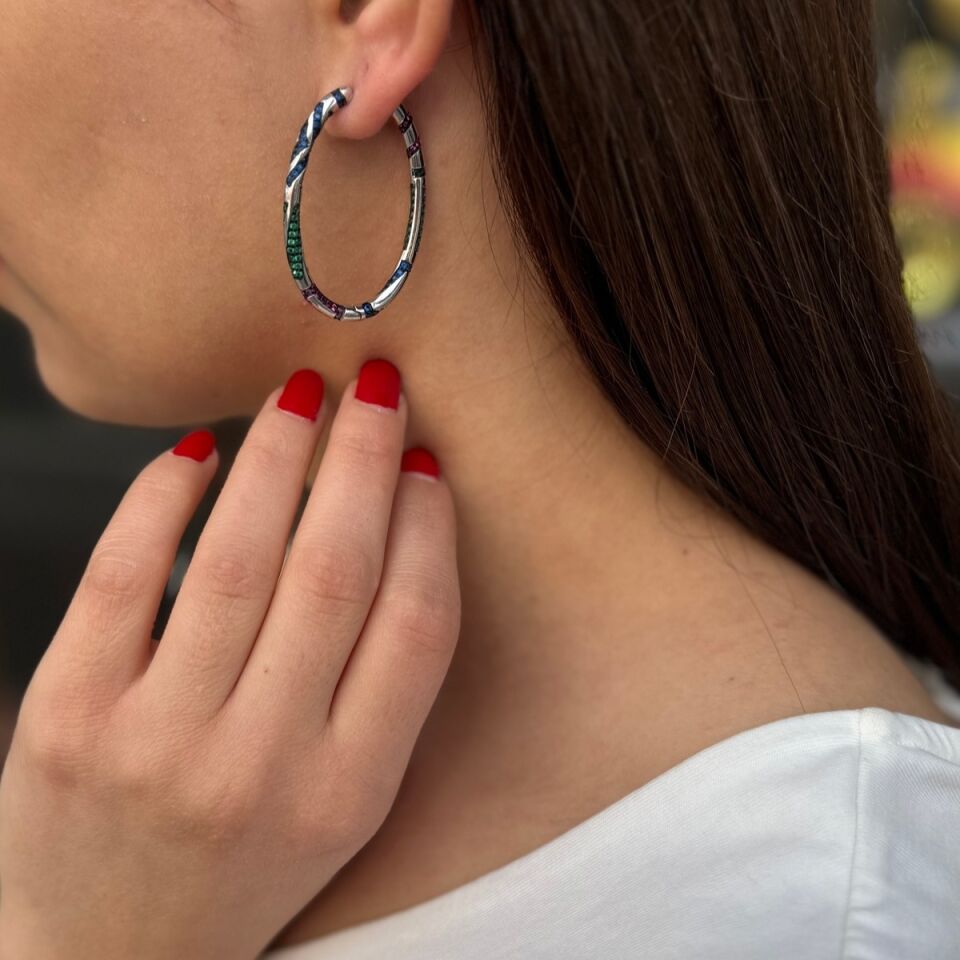 925 AYAR İTALYAN GÜMÜŞ ÖZEL TASARIM OVAL HALKA KÜPE
