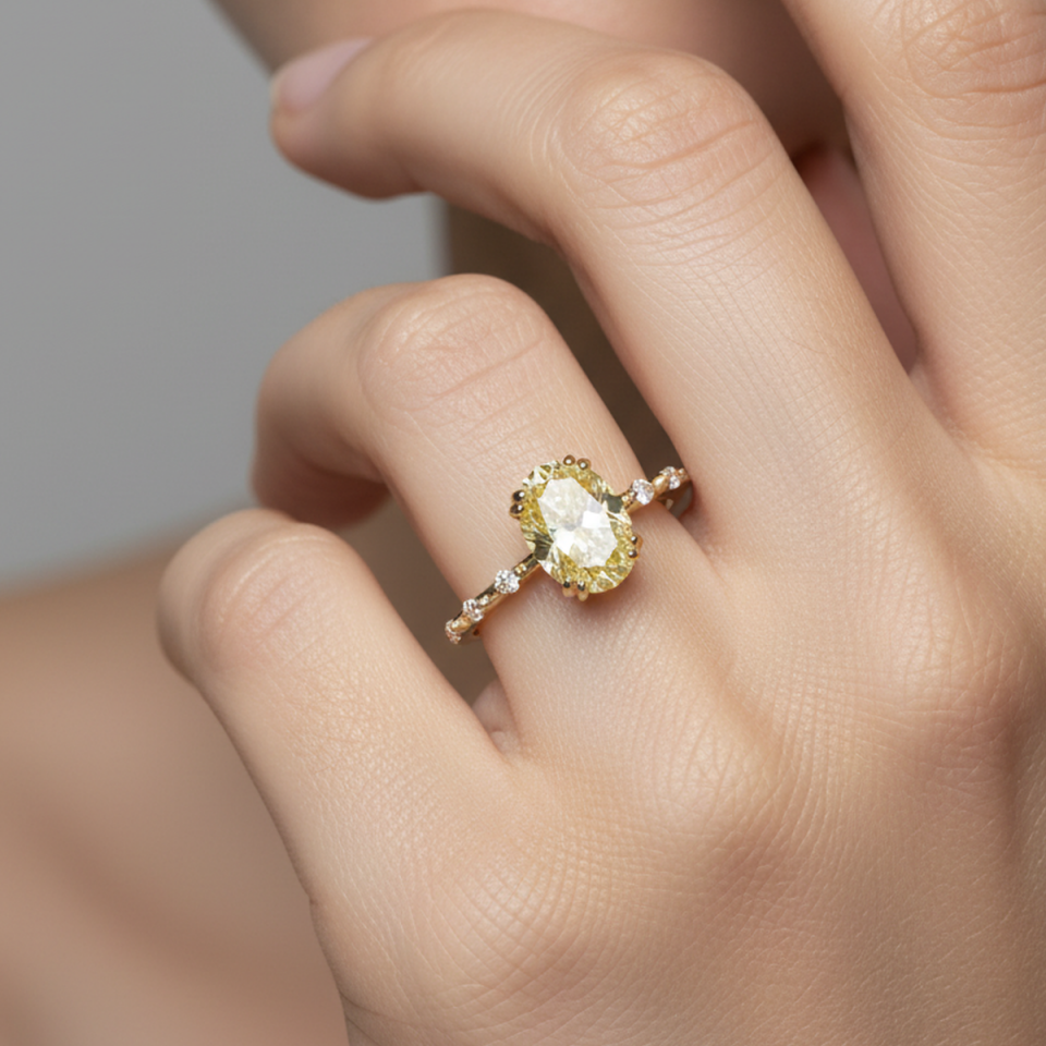 14 AYAR CİTRİN TAŞLI VİNTAGE MİNİMAL ALTIN YÜZÜK