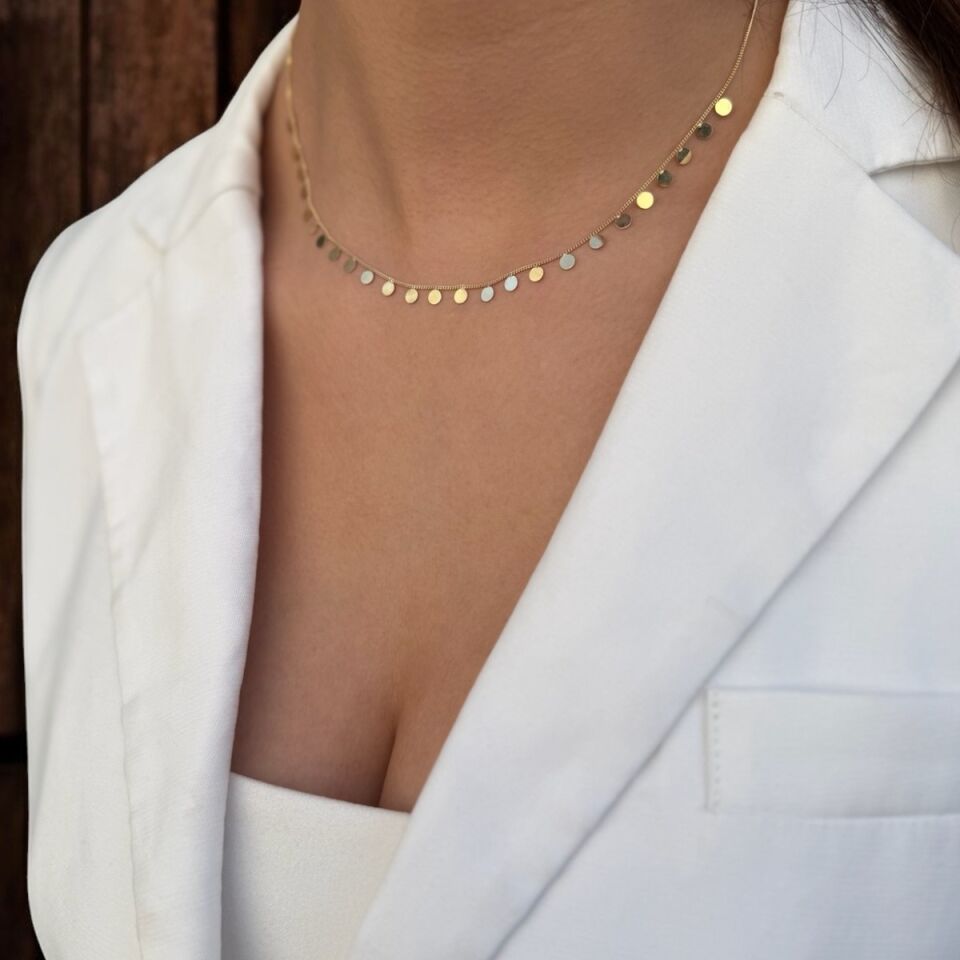 14 Ayar Yılan Zincirli Pullu Kolye