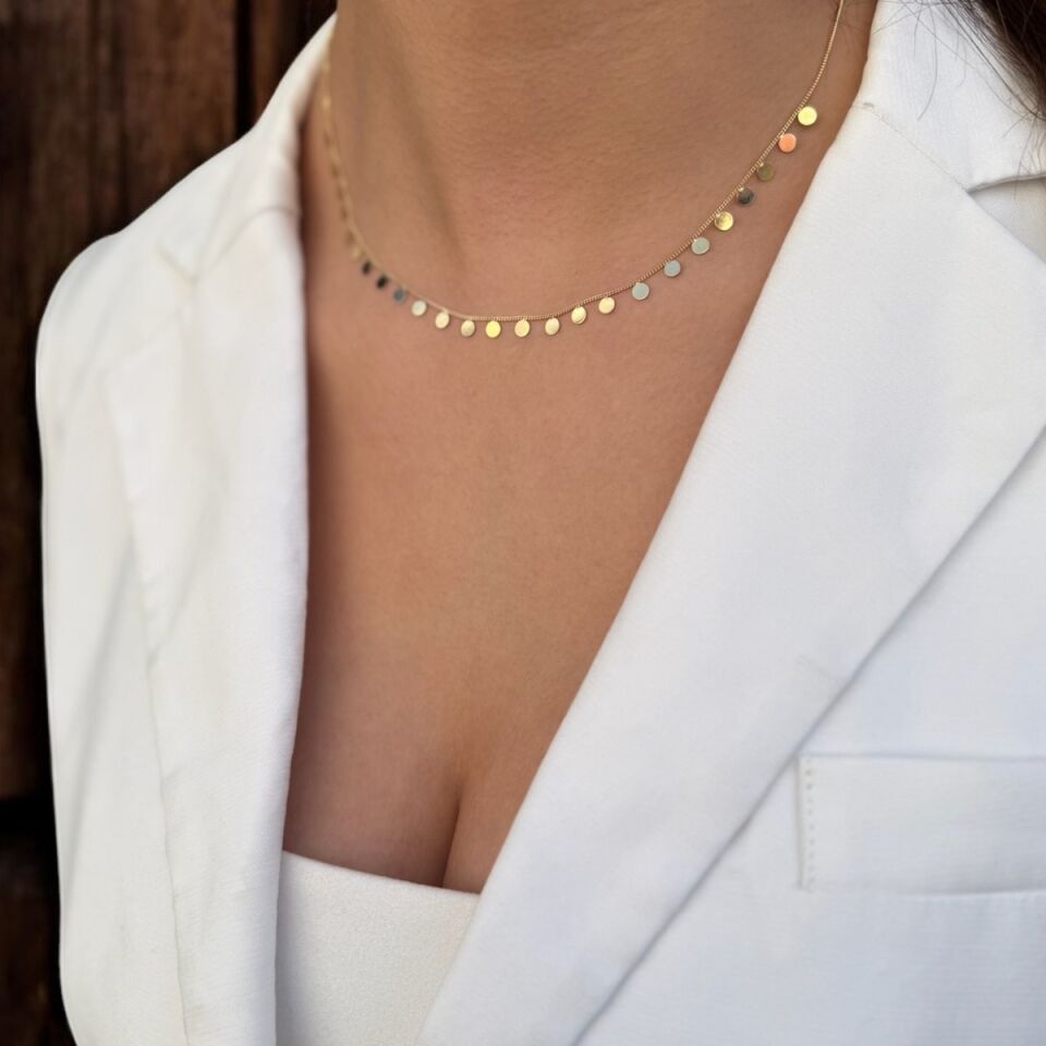 14 Ayar Yılan Zincirli Pullu Kolye