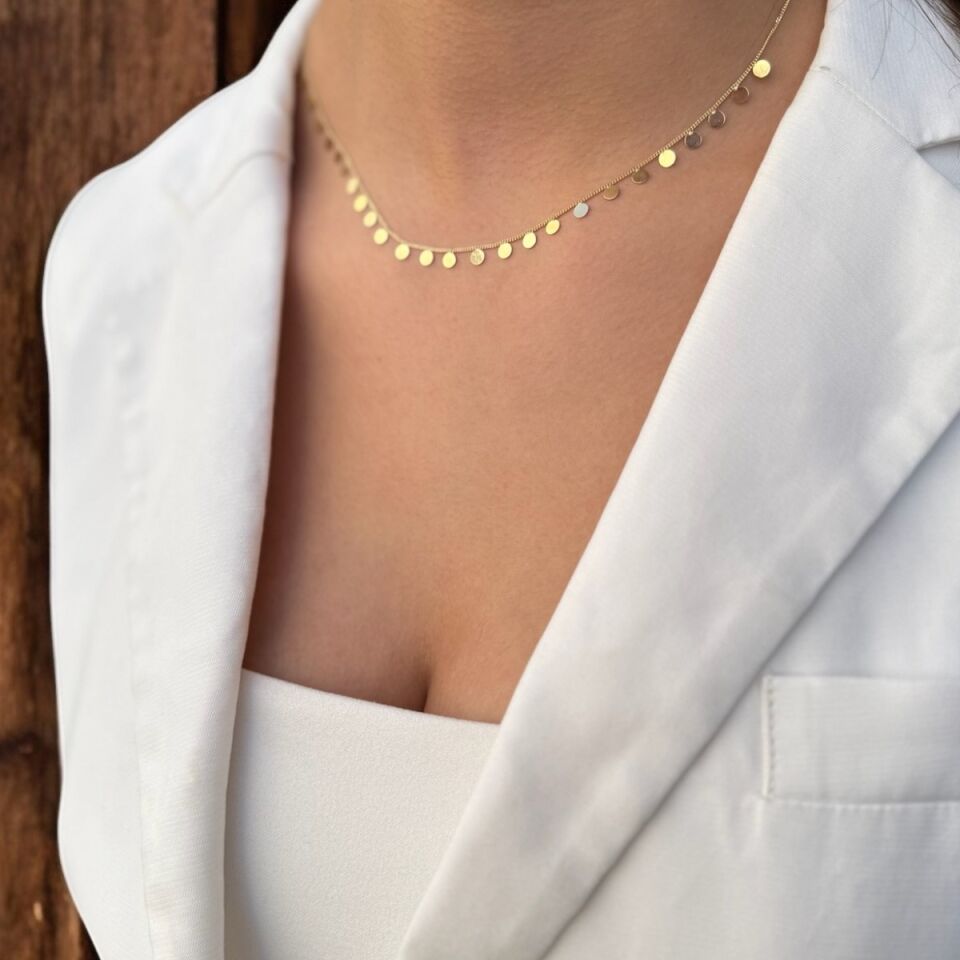 14 Ayar Yılan Zincirli Pullu Kolye