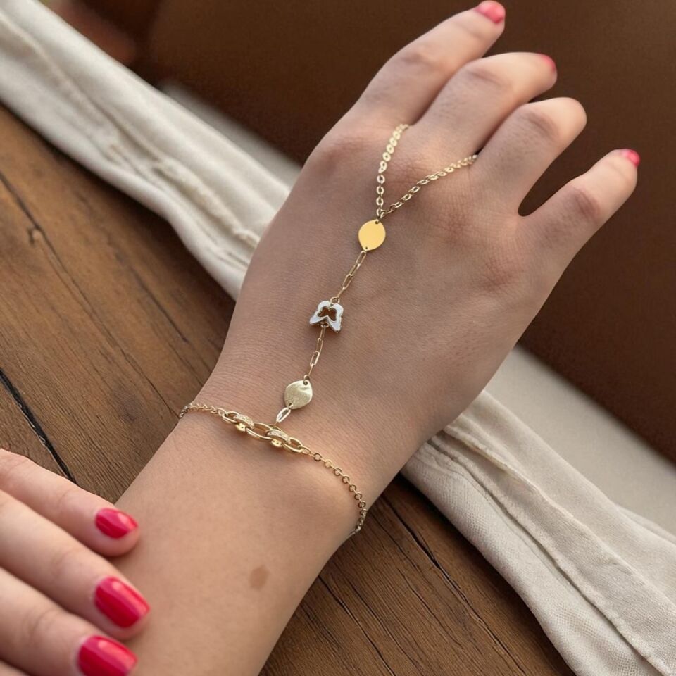 14 AYAR BEYAZ MİNELİ KELEBEK ALTIN ŞAHMERAN