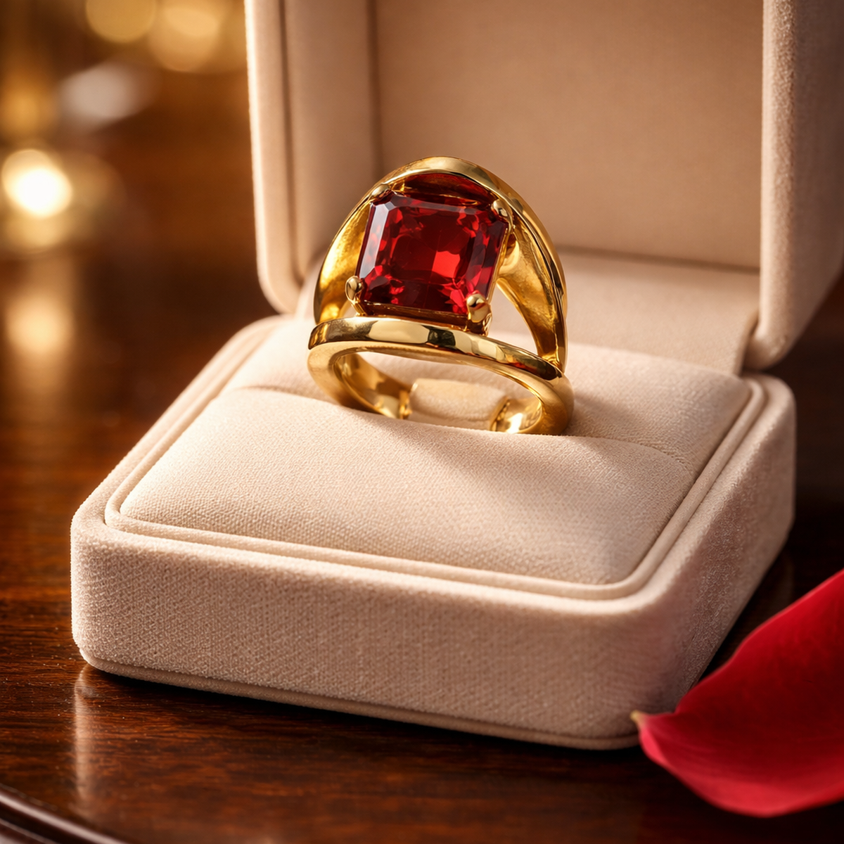 14 AYAR GARNET TAŞLI ÖZEL TASARIM ALTIN YÜZÜK