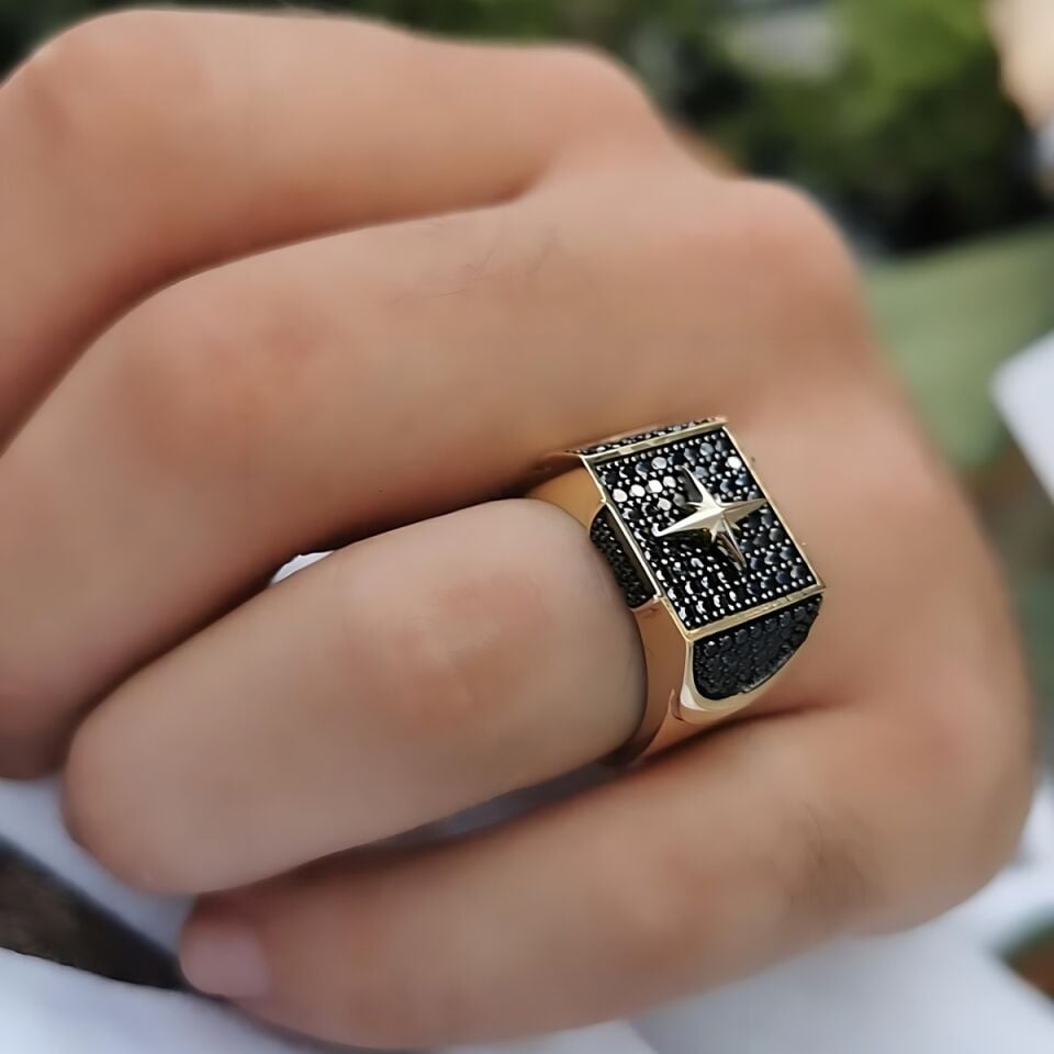 14 AYAR KUTUP YILDIZI ÖZEL İTALYAN TASARIM ALTIN ERKEK YÜZÜK