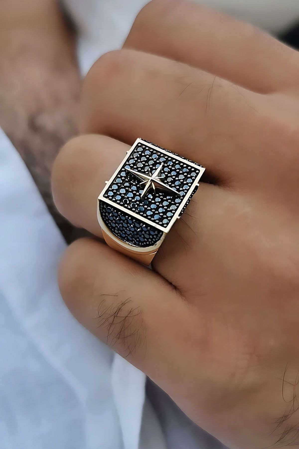 14 AYAR KUTUP YILDIZI ÖZEL İTALYAN TASARIM ALTIN ERKEK YÜZÜK 24