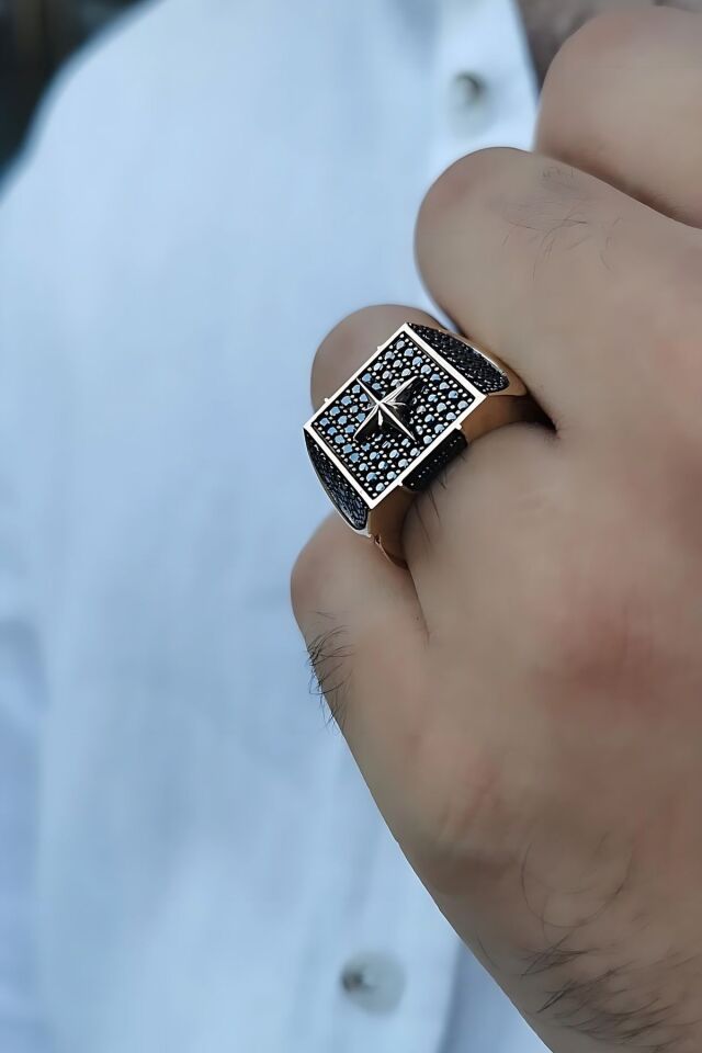 14 AYAR KUTUP YILDIZI ÖZEL İTALYAN TASARIM ALTIN ERKEK YÜZÜK 24