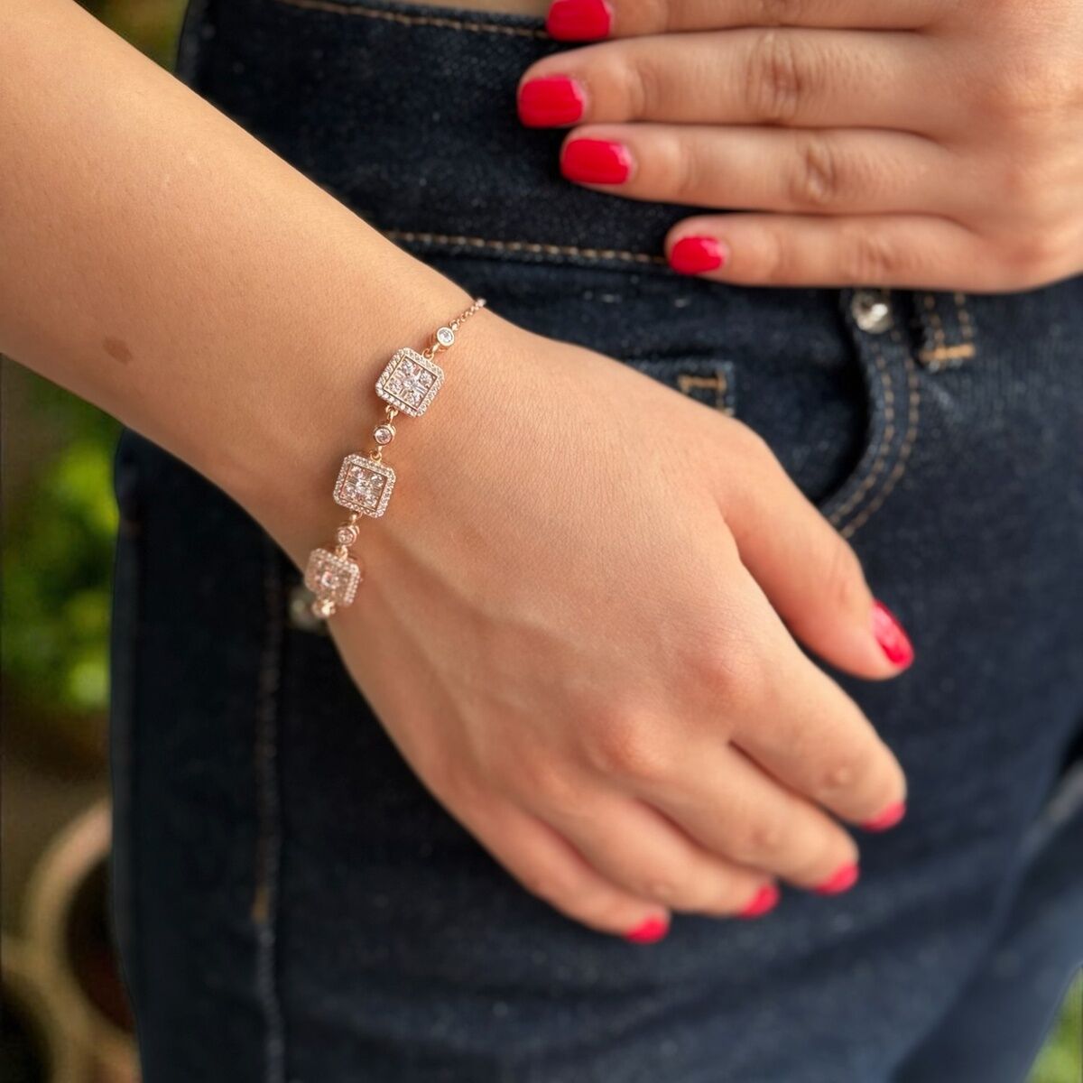 925 AYAR ROSE RENGİ BAGET BİLEKLİK