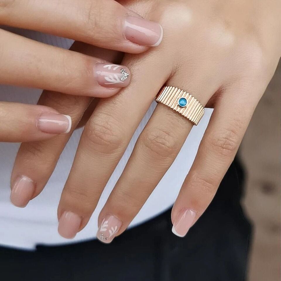 14 AYAR FİRUZE TAŞLI ROSE RENGİ ALTIN YÜZÜK