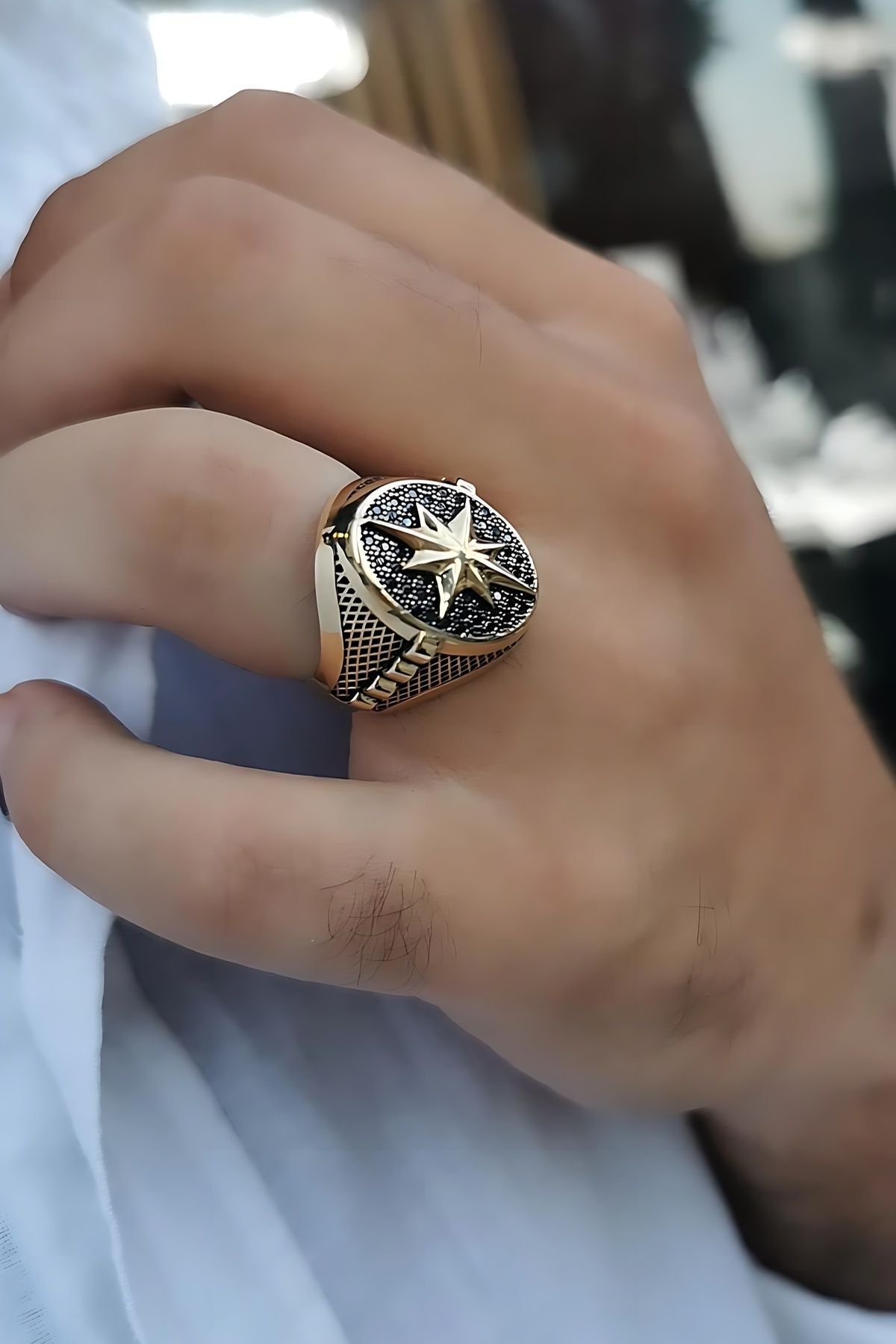 14 AYAR KUTUP YILDIZI ÖZEL İTALYAN TASARIM ALTIN ERKEK YÜZÜK 23