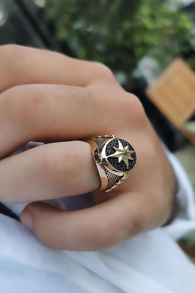 14 AYAR KUTUP YILDIZI ÖZEL İTALYAN TASARIM ALTIN ERKEK YÜZÜK 23