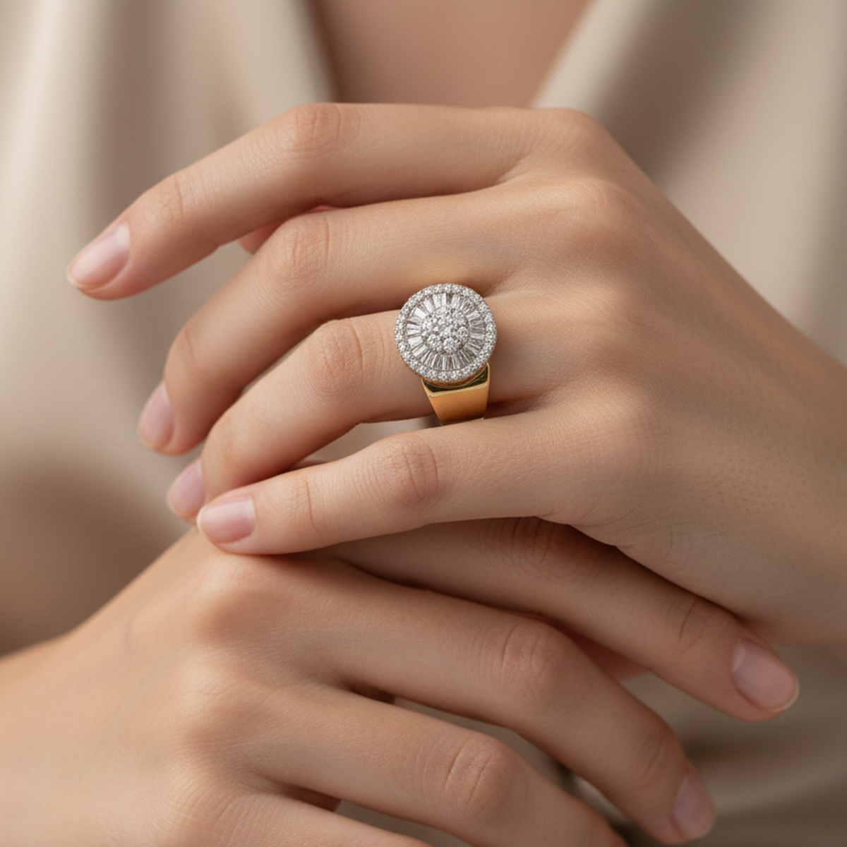 14 AYAR İTALYAN MODEL BAGET TAŞLI ALTIN YÜZÜK