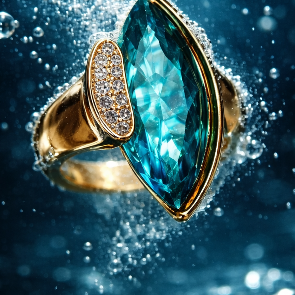 14 AYAR İTALYAN LONDON BLUE TAŞLI ALTIN YÜZÜK