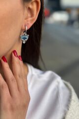 925 AYAR İTALYAN KALKAN MODEL GÖZ GÜMÜŞ KÜPE
