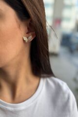 925 AYAR ALTIN RENGİ İTALYAN KELEBEK KÜPE