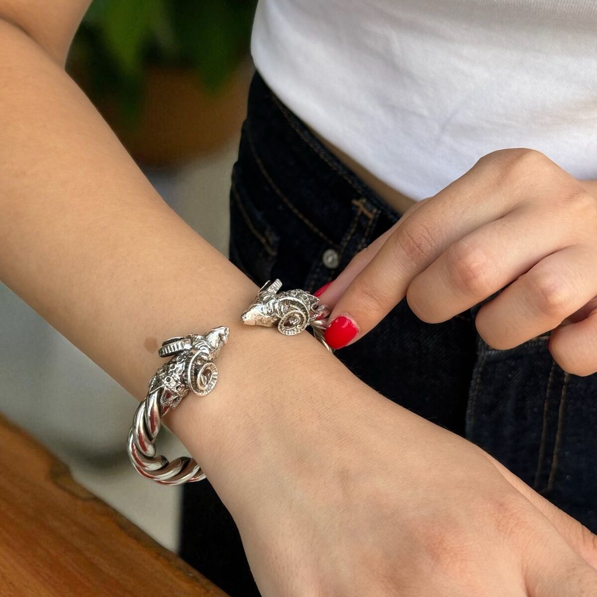 925 AYAR GÜMÜŞ KOÇBAŞI KELEPÇE BİLEZİK