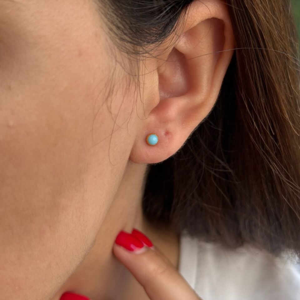 22 AYAR FİRUZE TAŞLI NOKTA KÜPE