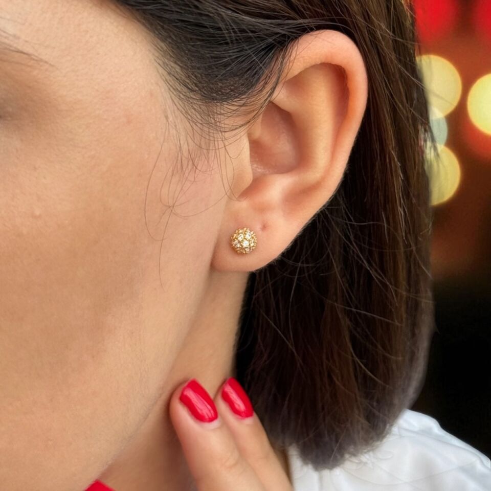 22 AYAR TAŞLI TOP KÜPE