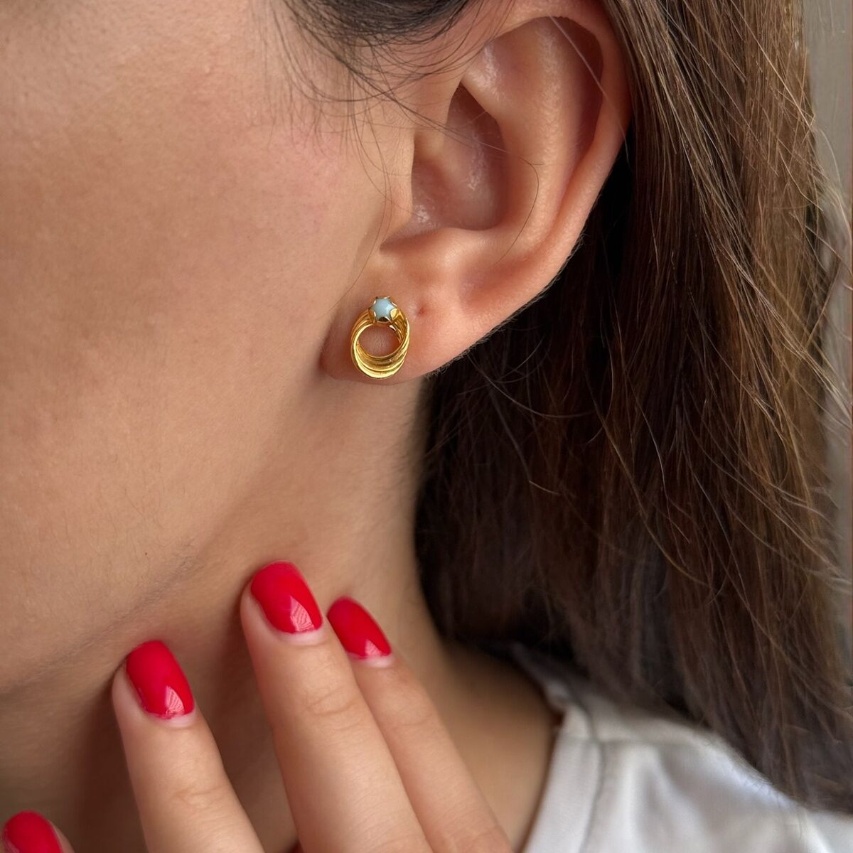 22 AYAR FİRUZE TAŞLI KÜPE