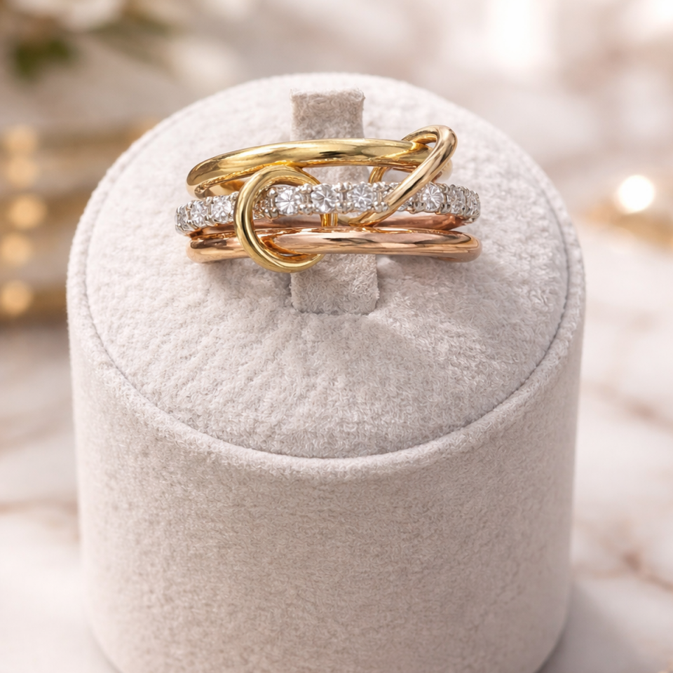 14 AYAR ÖZEL TASARIM HALKALI BEYAZ ALTIN TAMTURLU ALTIN YÜZÜK