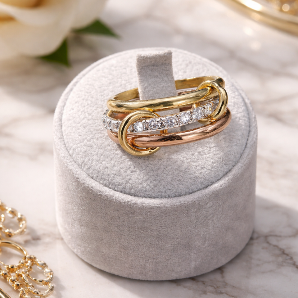 14 AYAR ÖZEL TASARIM HALKALI BEYAZ ALTIN TAMTURLU ALTIN YÜZÜK