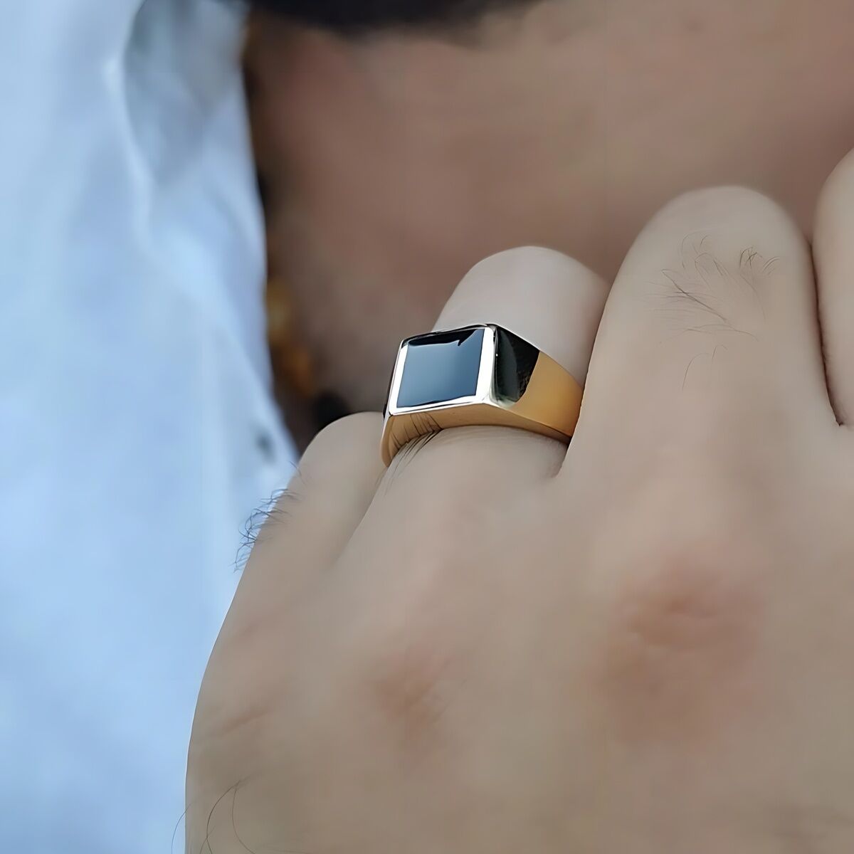 14 AYAR ONİKS TAŞLI ALTIN ERKEK YÜZÜK