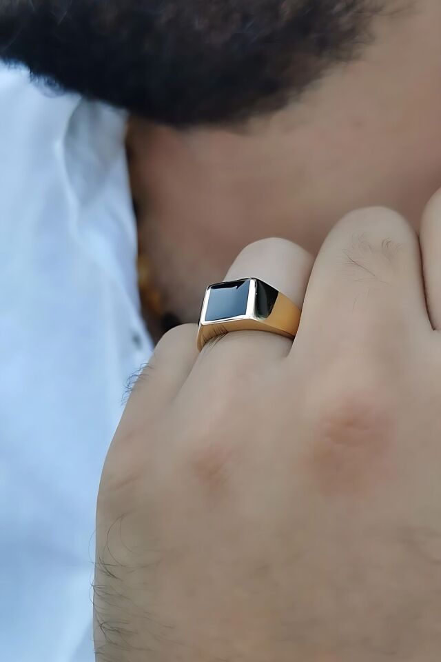 14 AYAR ONİKS TAŞLI ALTIN ERKEK YÜZÜK 23