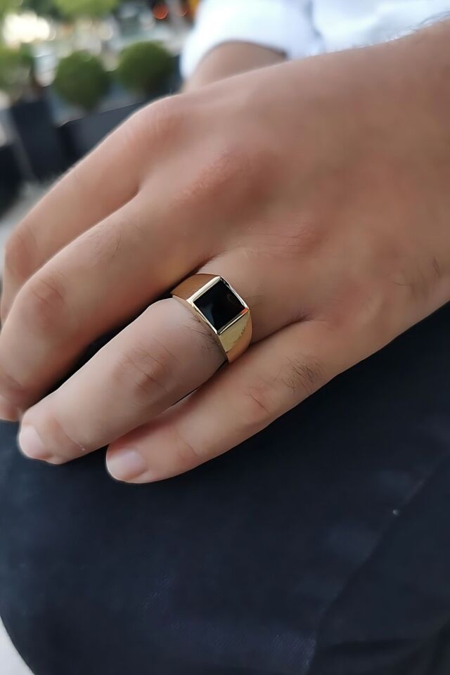 14 AYAR ONİKS TAŞLI ALTIN ERKEK YÜZÜK 23