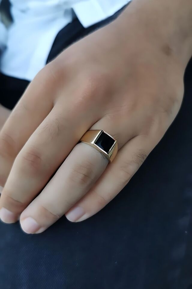 14 AYAR ONİKS TAŞLI ALTIN ERKEK YÜZÜK 23