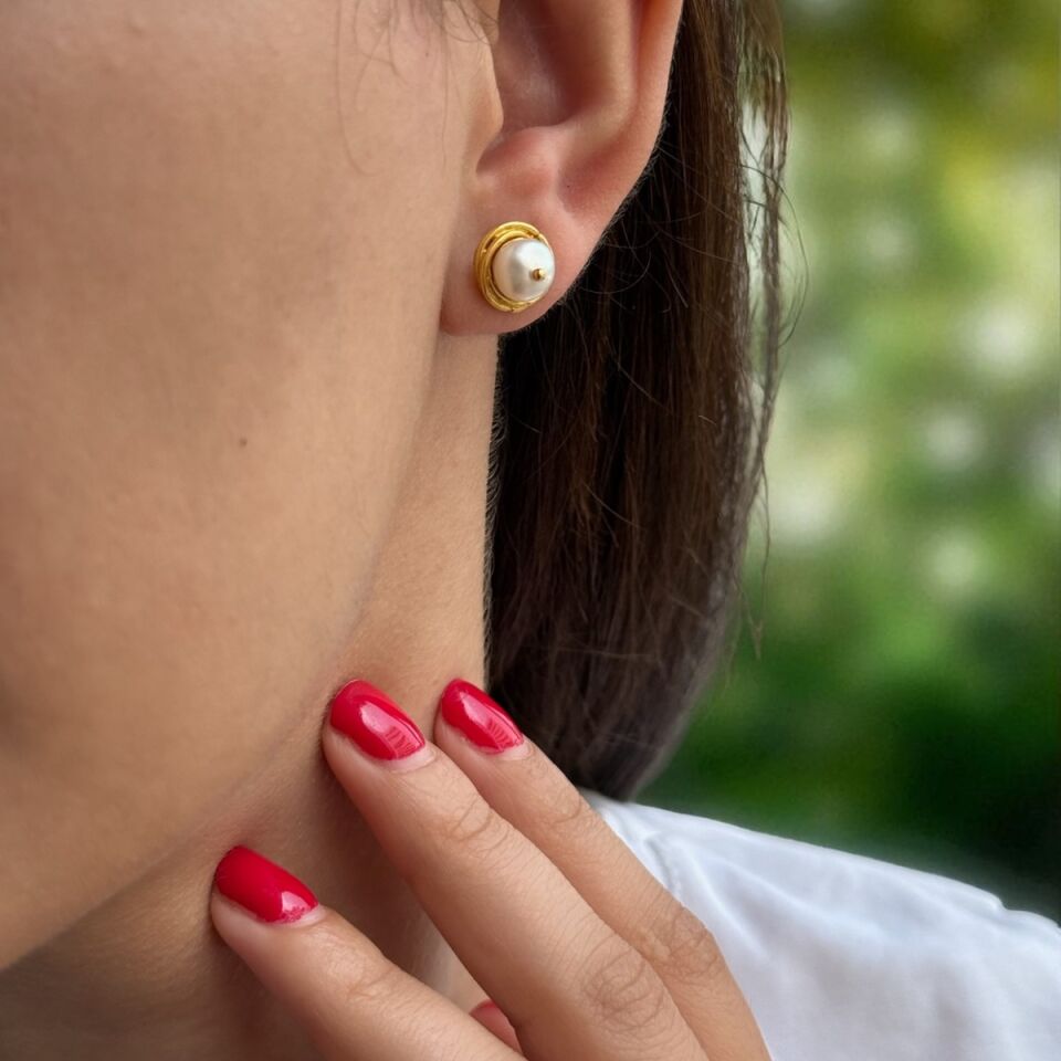 22 AYAR İNCİLİ ALTIN KÜPE