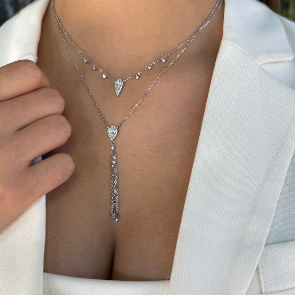 925 AYAR ÖZEL TASARIM PIRLANTA GÖRÜNÜMLÜ TAŞLI KOLYE KÜPE VE YÜZÜK