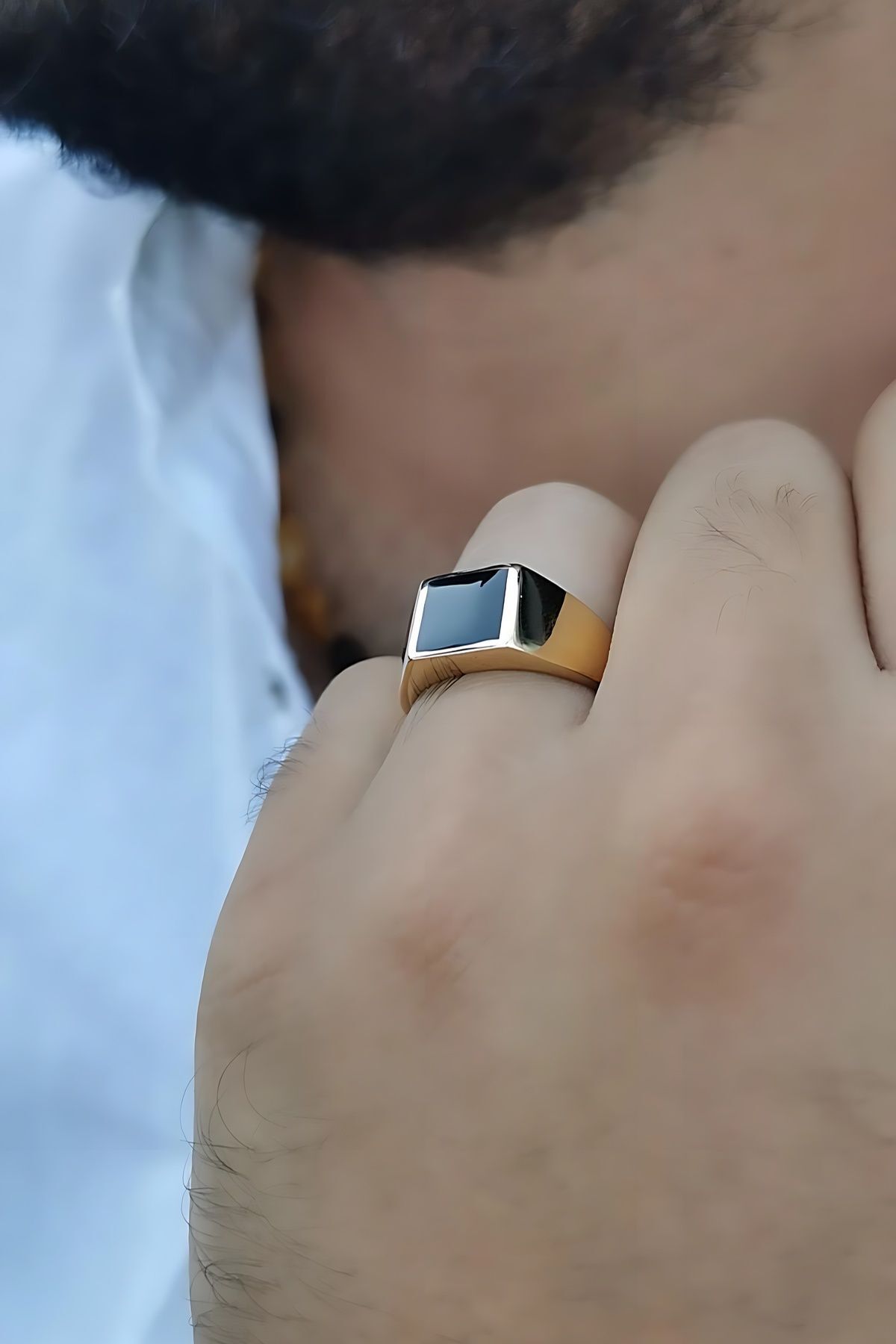 14 AYAR ONİKS TAŞLI ALTIN ERKEK YÜZÜK 21