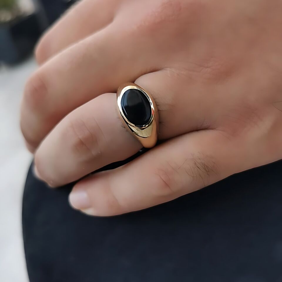 14 AYAR ONİKS TAŞLI ALTIN ERKEK YÜZÜK