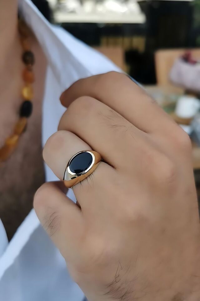 14 AYAR ONİKS TAŞLI ALTIN ERKEK YÜZÜK 21