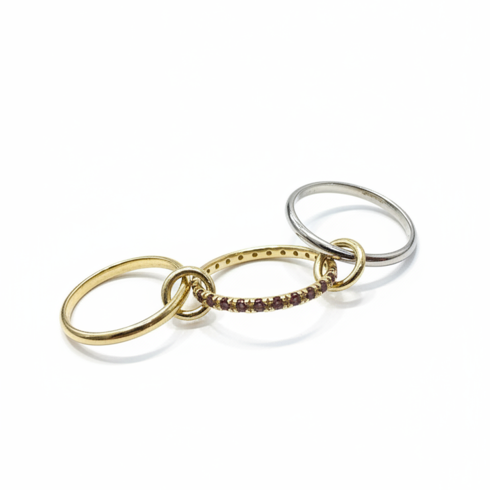 14 AYAR ÖZEL TASARIM HALKALI TAMTURLU SMOKY KAHVERENGİ TAŞLI ALTIN YÜZÜK