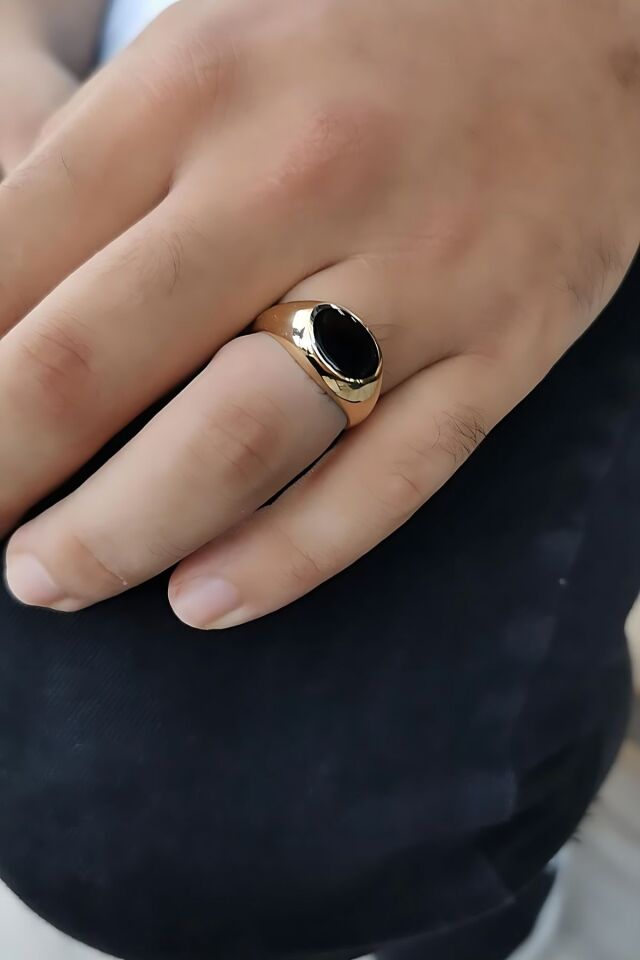 14 AYAR ONİKS TAŞLI ALTIN ERKEK YÜZÜK 22