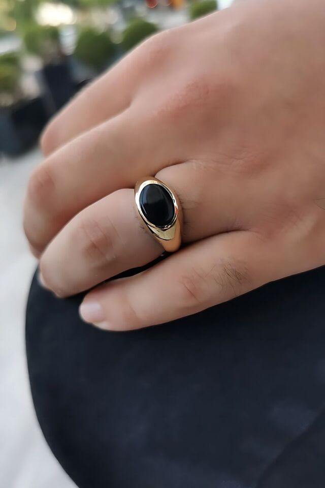 14 AYAR ONİKS TAŞLI ALTIN ERKEK YÜZÜK 22