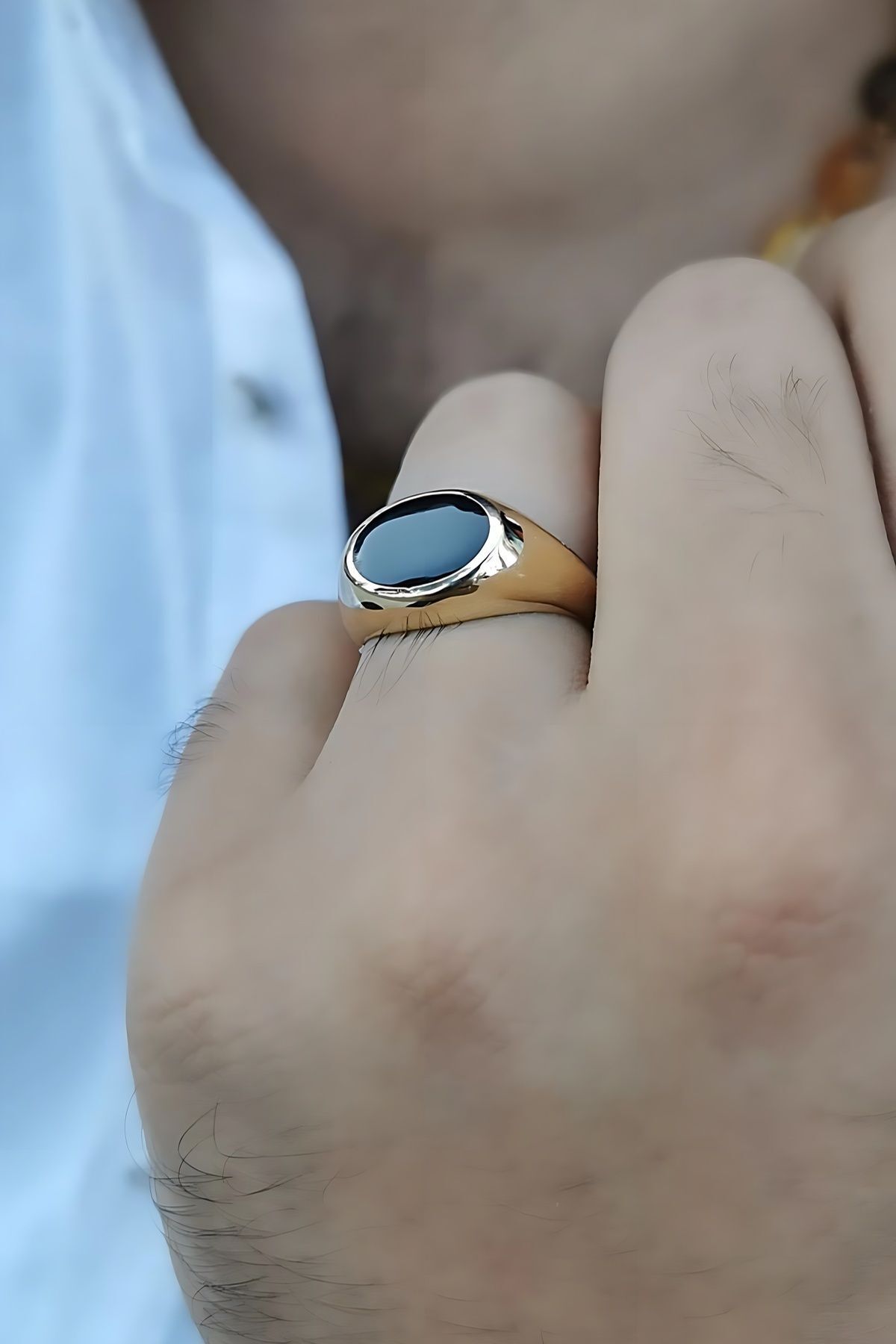 14 AYAR ONİKS TAŞLI ALTIN ERKEK YÜZÜK 20