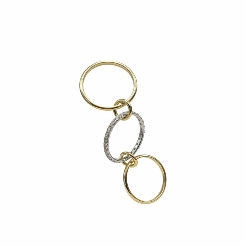 14 AYAR ÖZEL TASARIM HALKALI BEYAZ ALTIN TAŞLI TAMTURLU ALTIN YÜZÜK