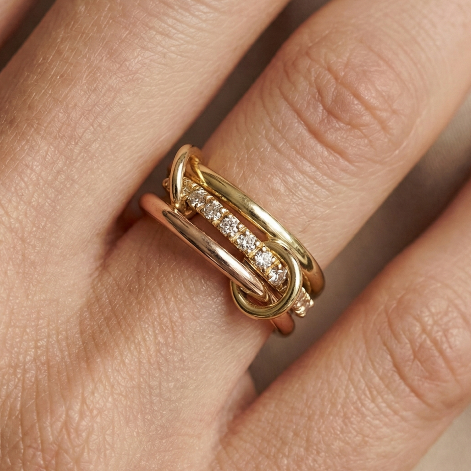 14 AYAR ÖZEL TASARIM HALKALI CİTRİN TAŞLI TAMTURLU ALTIN YÜZÜK