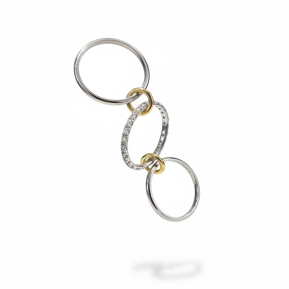 14 AYAR ÖZEL TASARIM BEYAZ ALTIN HALKALI TAMTURLU TAŞLI ALTIN YÜZÜK