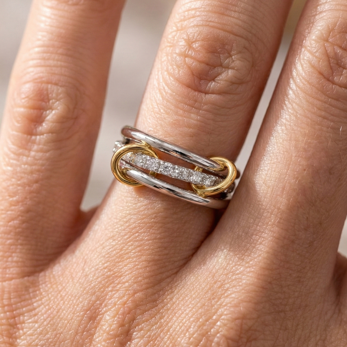 14 AYAR ÖZEL TASARIM BEYAZ ALTIN HALKALI TAMTURLU TAŞLI ALTIN YÜZÜK