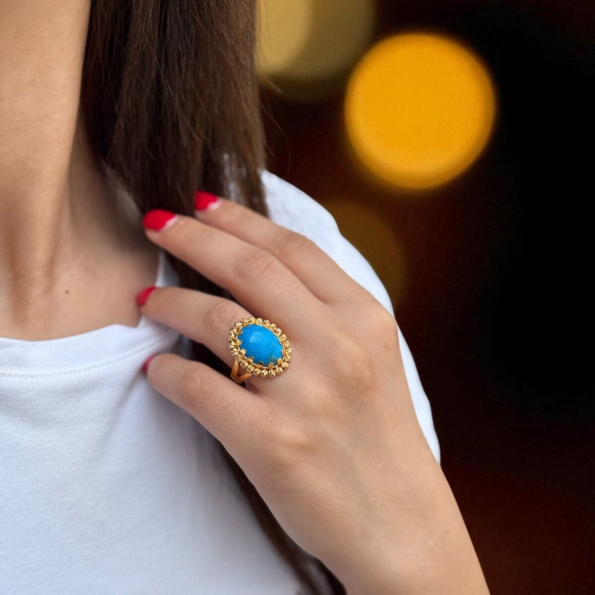 22 AYAR FİRUZE TAŞLI YÜZÜK