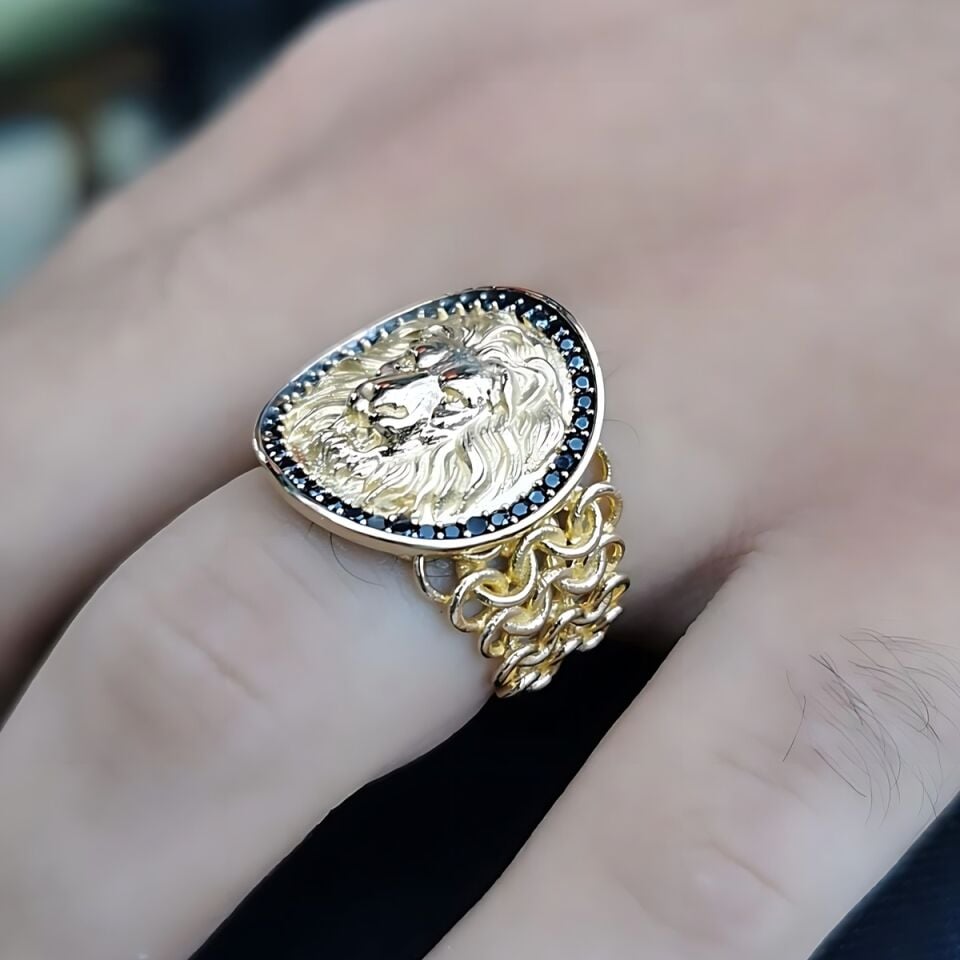 14 AYAR İTALYAN TASARIM ASLAN FİGÜRLÜ ALTIN YÜZÜK