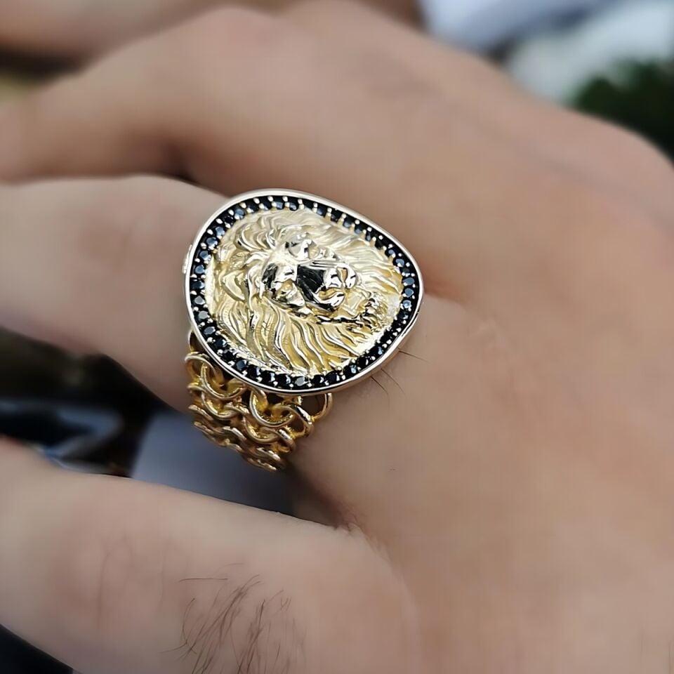 14 AYAR İTALYAN TASARIM ASLAN FİGÜRLÜ ALTIN YÜZÜK