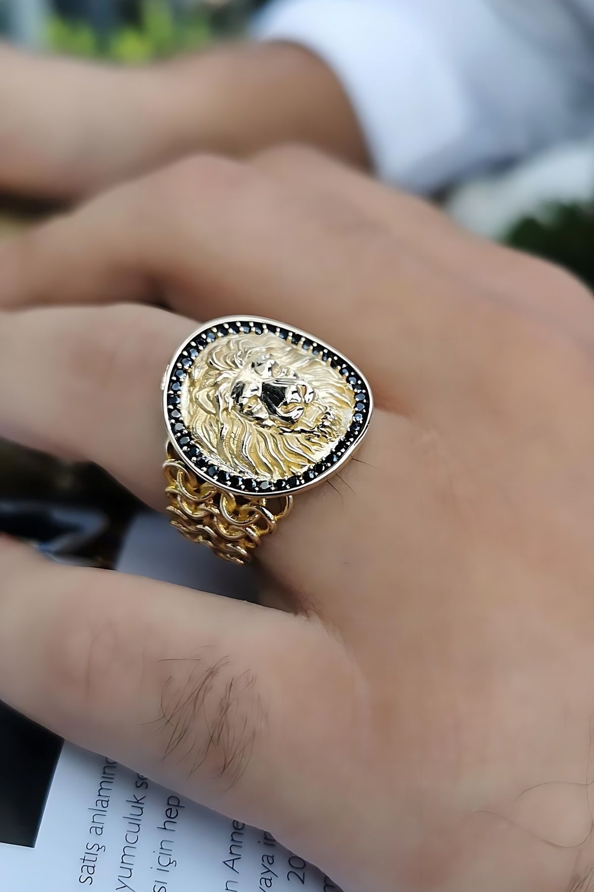 14 AYAR İTALYAN TASARIM ASLAN FİGÜRLÜ ALTIN YÜZÜK 25