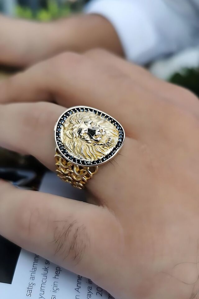 14 AYAR İTALYAN TASARIM ASLAN FİGÜRLÜ ALTIN YÜZÜK 23