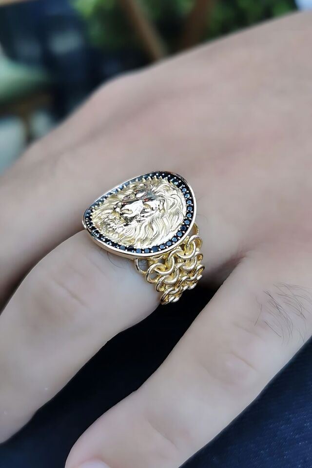 14 AYAR İTALYAN TASARIM ASLAN FİGÜRLÜ ALTIN YÜZÜK 23